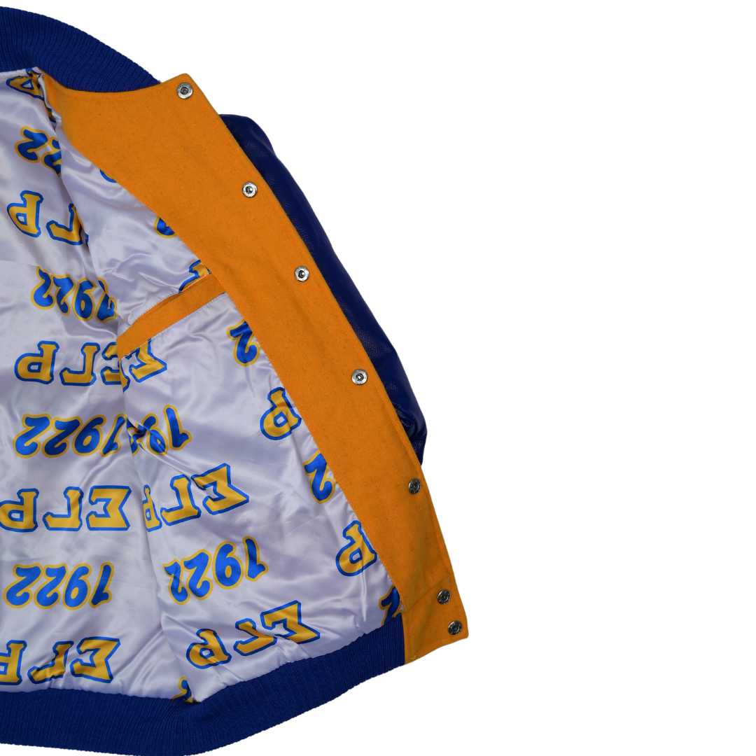 SGRho Gold Wool and Leather Letterman Jacket