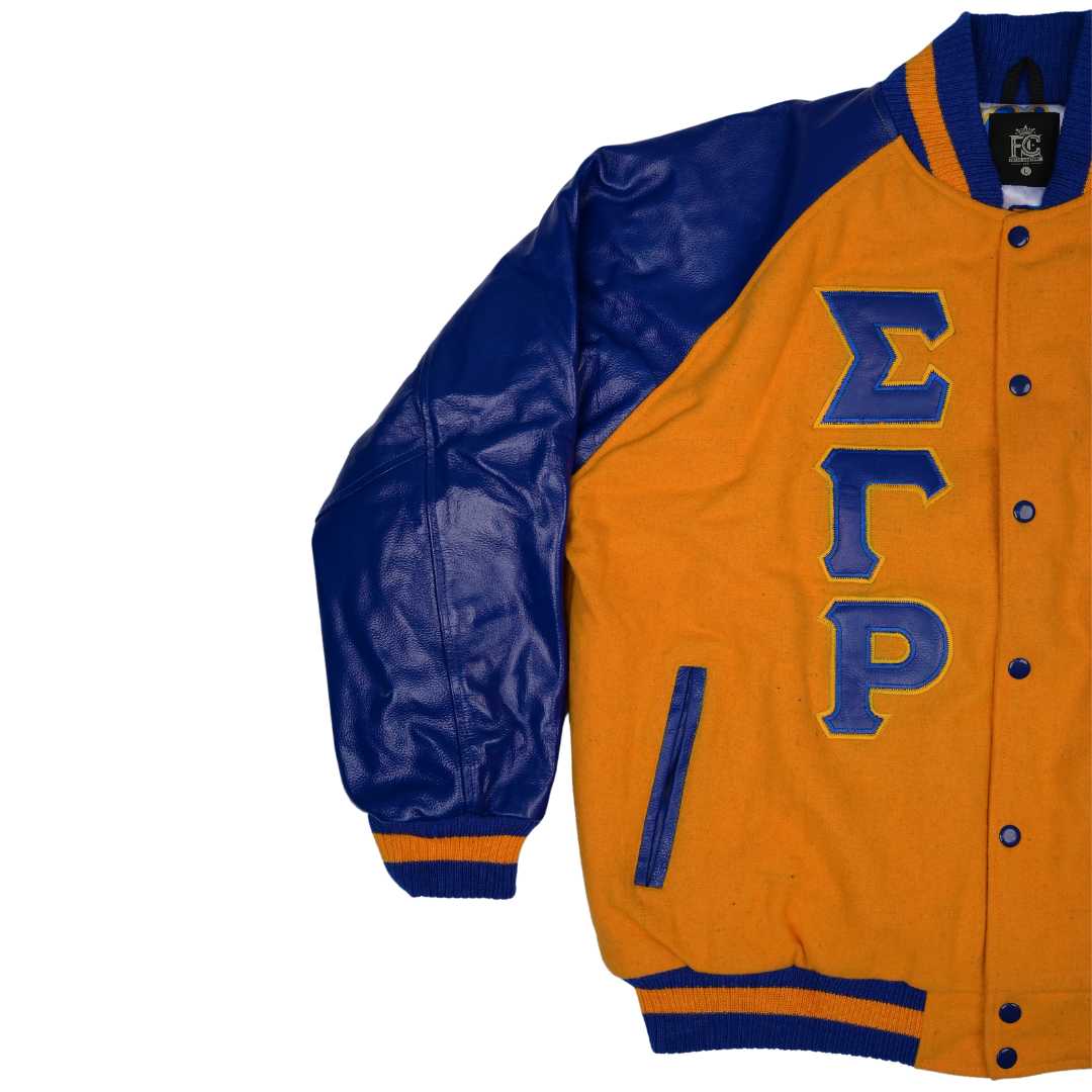 SGRho Gold Wool and Leather Letterman Jacket