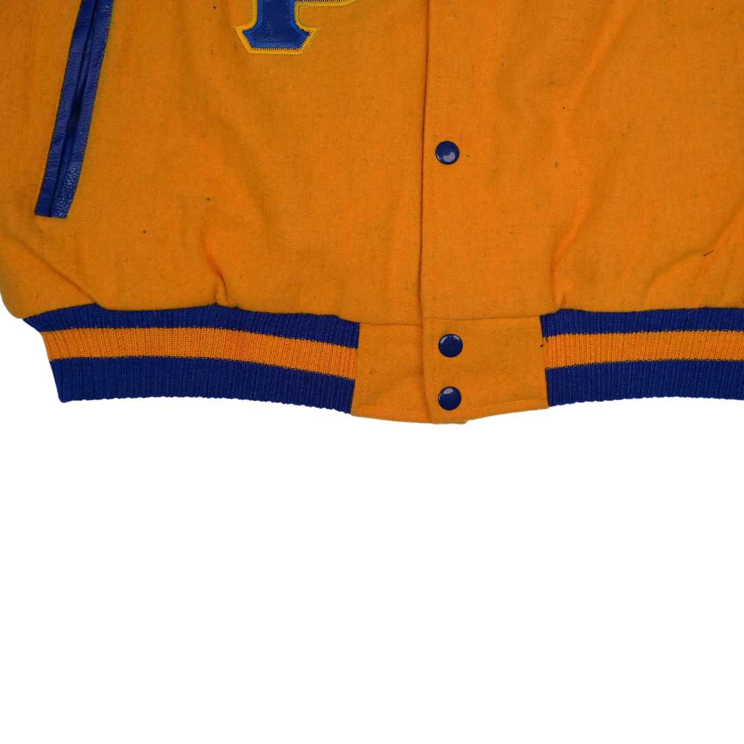 SGRho Gold Wool and Leather Letterman Jacket